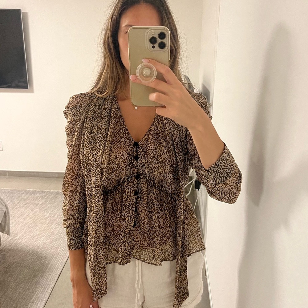 Zara Leopard Sheer Blouse